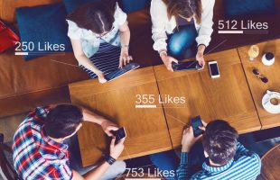 Group of people counting likes